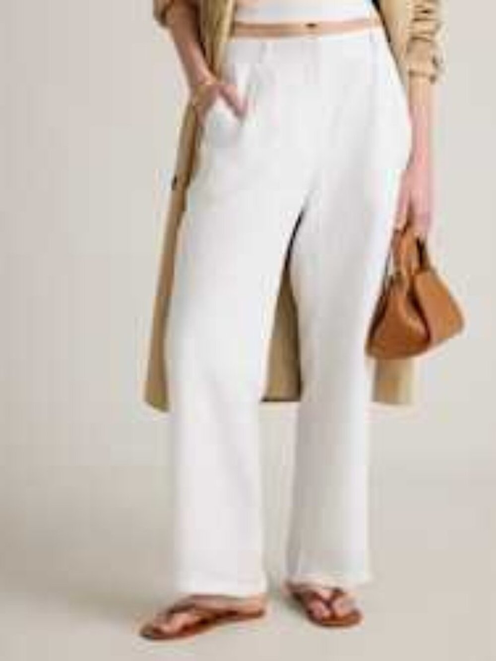 Quince 100% European White Pleated Linen Pants